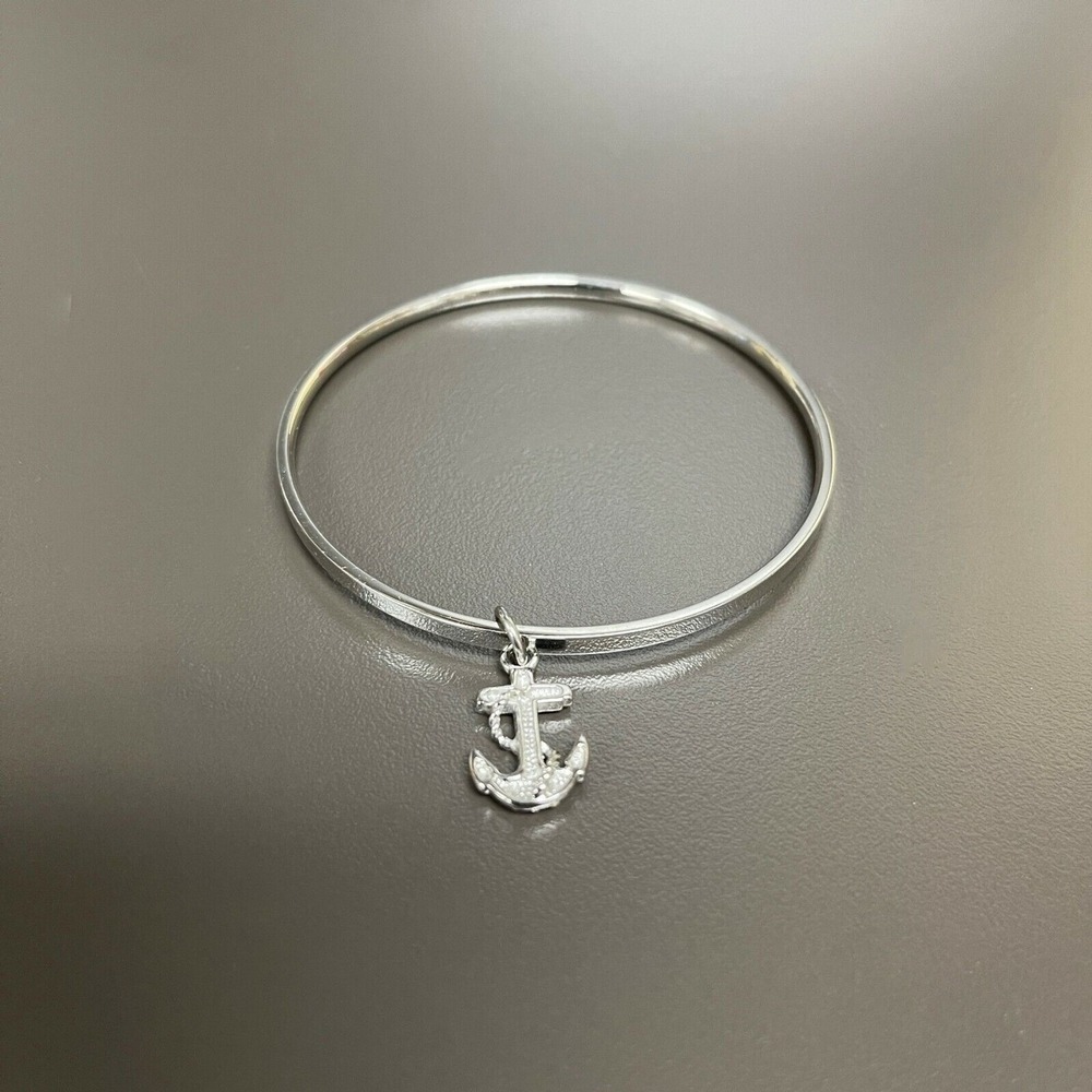 Stainless Steel Anchor‎ Rhinestones Women's Fashion Bangle Charm Bracelet NWOT
